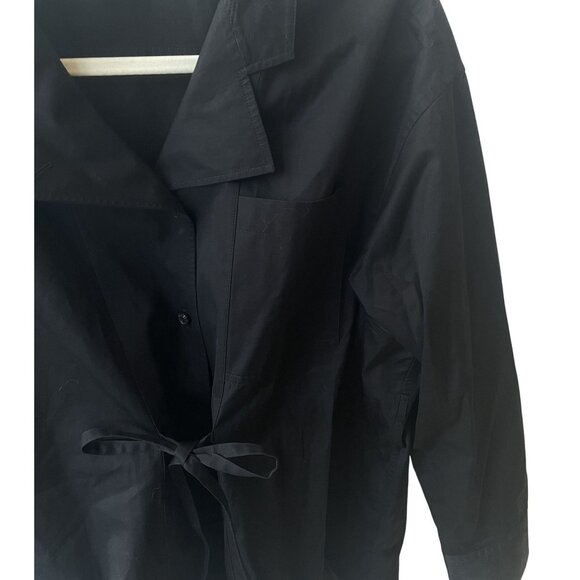 Hermès Womens Black Long-Sleeve Button-Up Shirt With Waist Tie Detail 100% Cotto - Picture 4 of 9